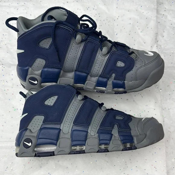 Nike Air More Uptempo '96 Gray and Navy Sneakers - Picture 4 of 7